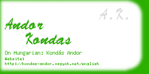 andor kondas business card